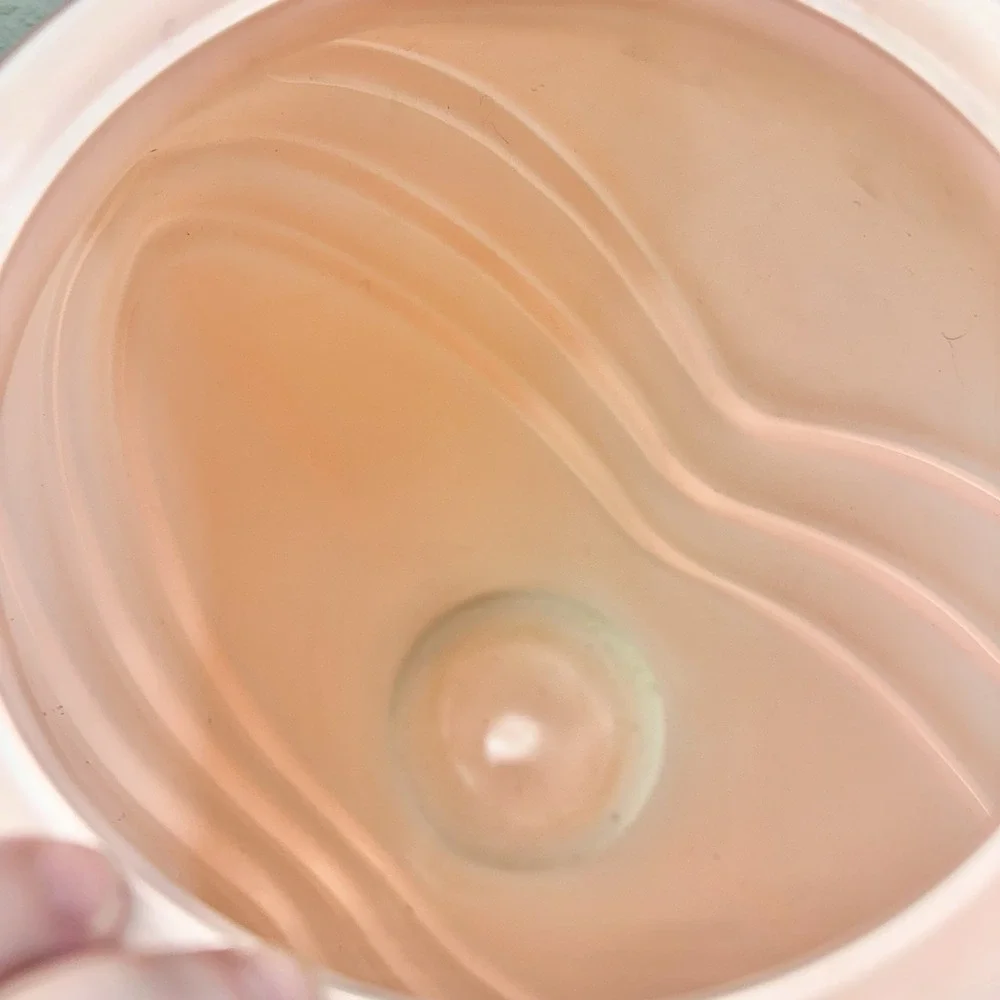 Vintage Pink Art Deco Chevron Floor‎ Vase Large Blush Cased Glass 16